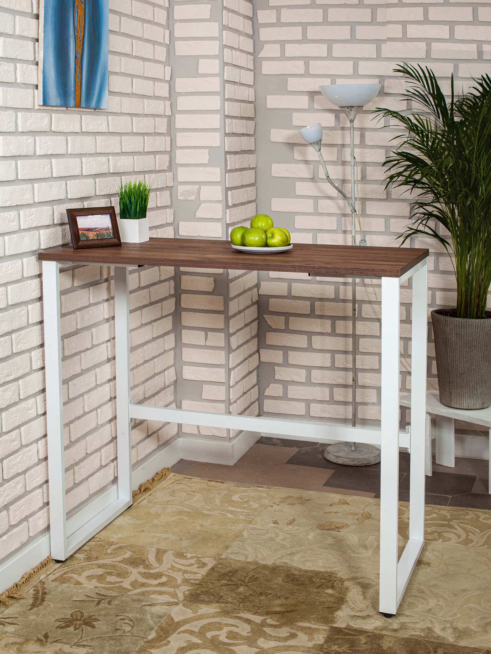 Стол барный LoftPubKitchen, размер 110х40х100 см, цвет дуб табачный, цвет ножек белый