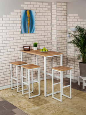 Стол барный LoftPubKitchen, размер 100х60х110 см, цвет дуб золотой, цвет ножек белый