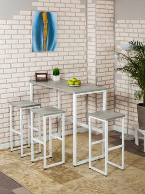 Стол барный LoftPubKitchen, размер 110х40х100 см, цвет ателье светлый, цвет ножек белый
