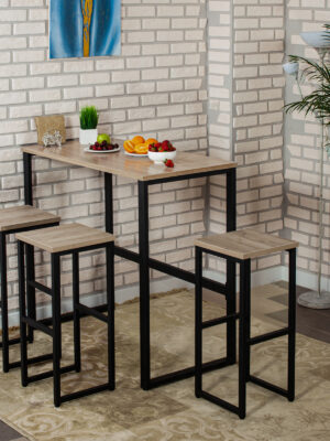 Стол барный LoftPubKitchen, размер 100х40х110 см, цвет серый крафт, цвет ножек черный