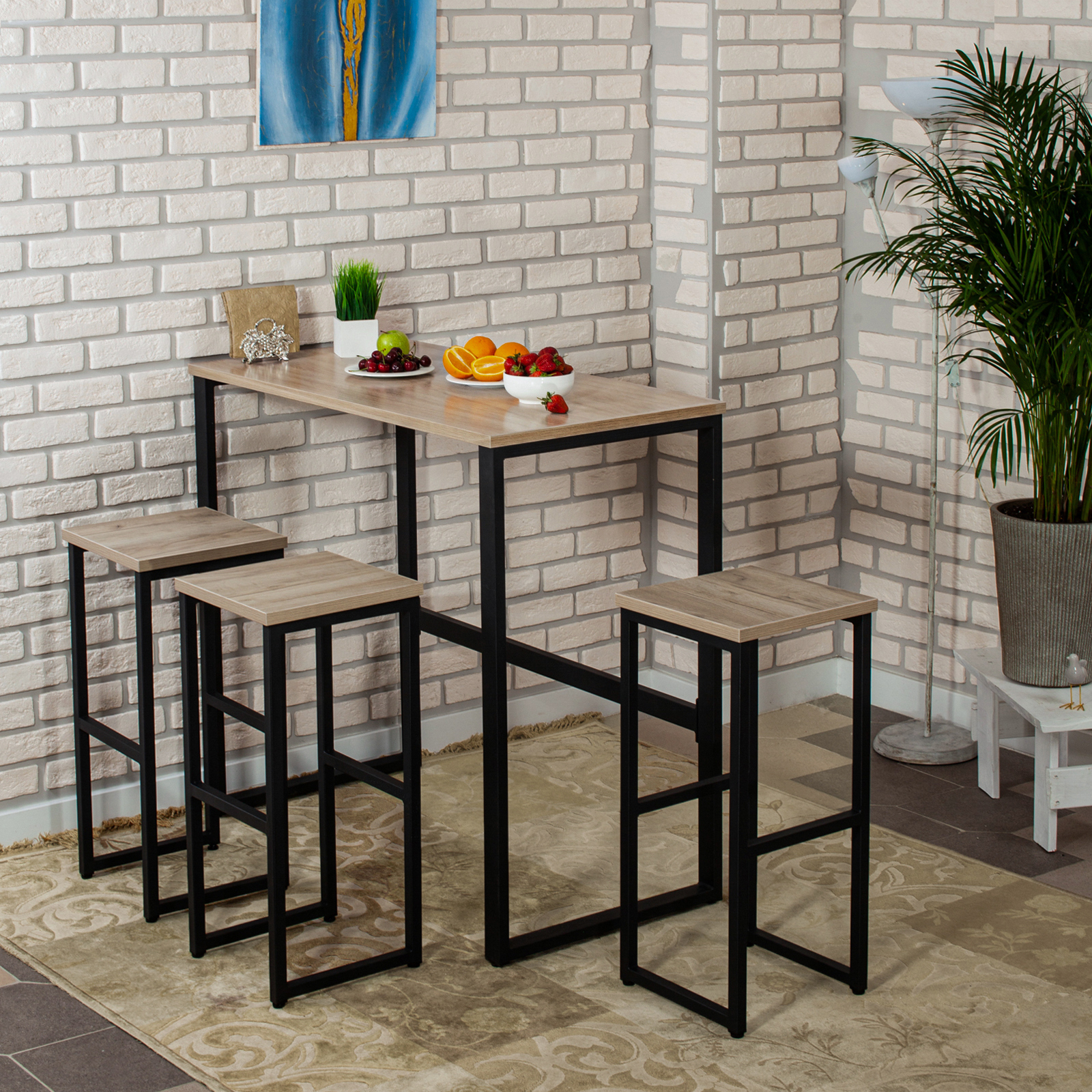 Стол барный LoftPubKitchen, размер 110х40х110 см, цвет серый крафт, цвет ножек черный