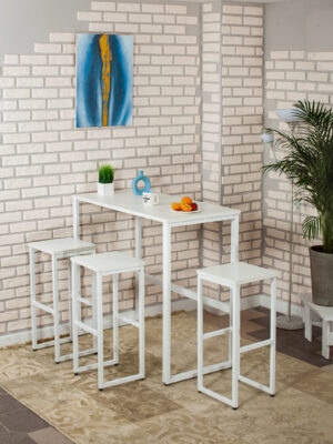 Стол барный LoftPubKitchen, размер 100х60х100 см, цвет белый, цвет ножек белый