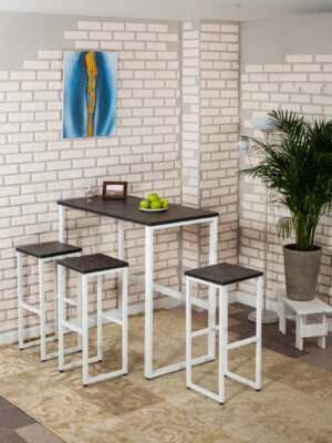 Стол барный LoftPubKitchen, размер 120х40х110 см, цвет ателье темный, цвет ножек белый