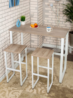 Стол барный LoftPubKitchen, размер 90х40х110 см, цвет серый крафт, цвет ножек белый