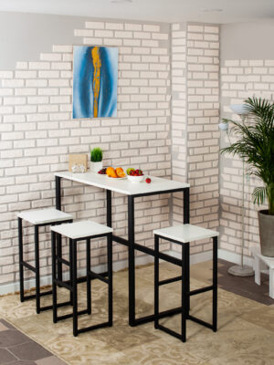 Стол барный LoftPubKitchen, размер 90х40х110 см, цвет белый, цвет ножек черный