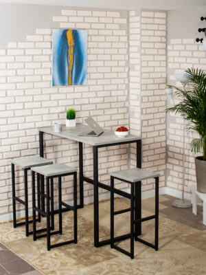 Стол барный LoftPubKitchen, размер 100х40х110 см, цвет ателье светлый, цвет ножек черный
