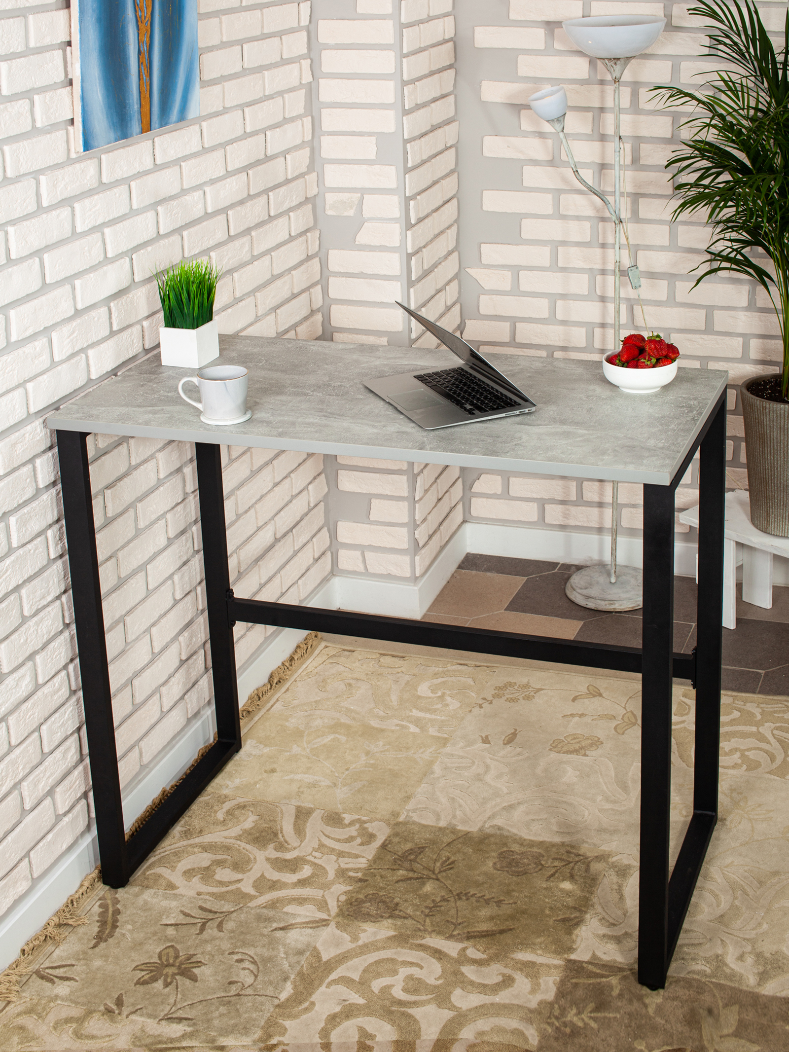 Стол барный LoftPubKitchen, размер 110х40х110 см, цвет ателье светлый, цвет ножек черный