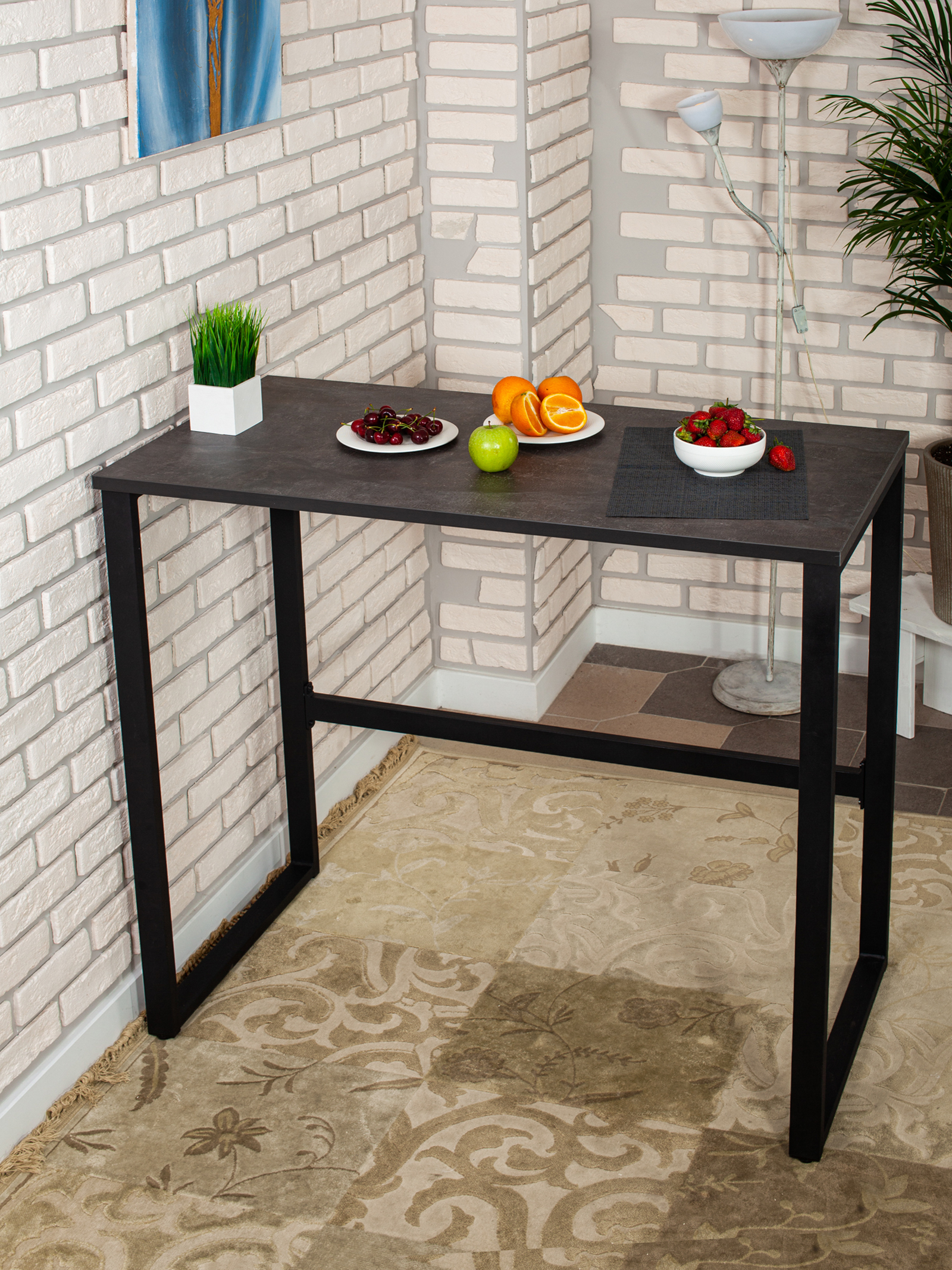 Стол барный LoftPubKitchen, размер 90х40х100 см, цвет ателье темный, цвет ножек черный