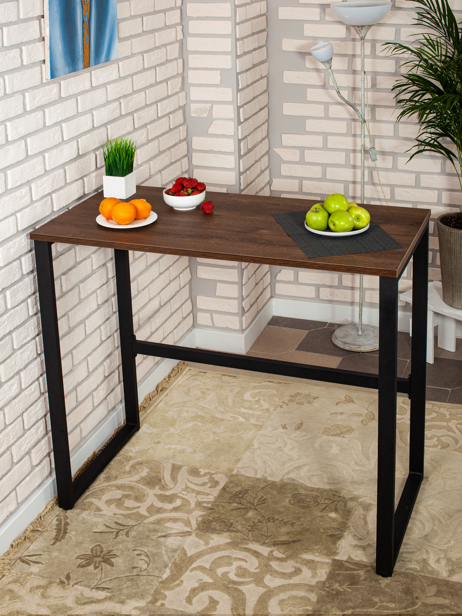 Стол барный LoftPubKitchen, размер 100х40х110 см, цвет дуб бронзовый, цвет ножек черный
