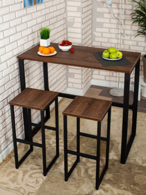 Стол барный LoftPubKitchen, размер 120х40х100 см, цвет дуб бронзовый, цвет ножек черный