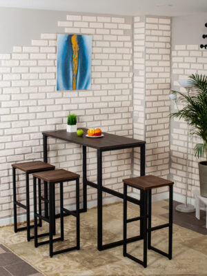 Стол барный LoftPubKitchen, размер 90х40х100 см, цвет дуб бронзовый, цвет ножек черный