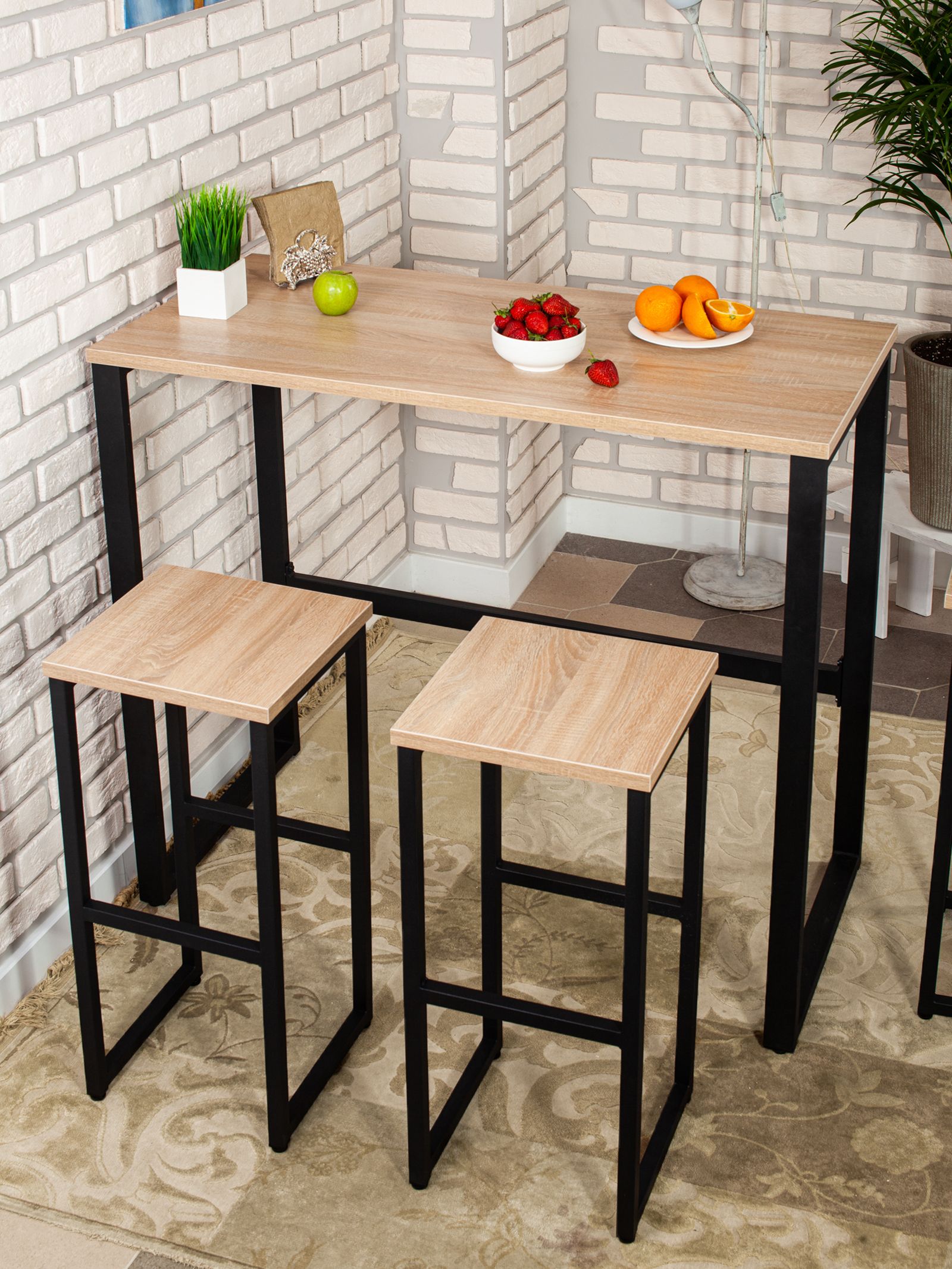 Стол барный LoftPubKitchen, размер 90х60х110 см, цвет дуб сонома, цвет ножек черный