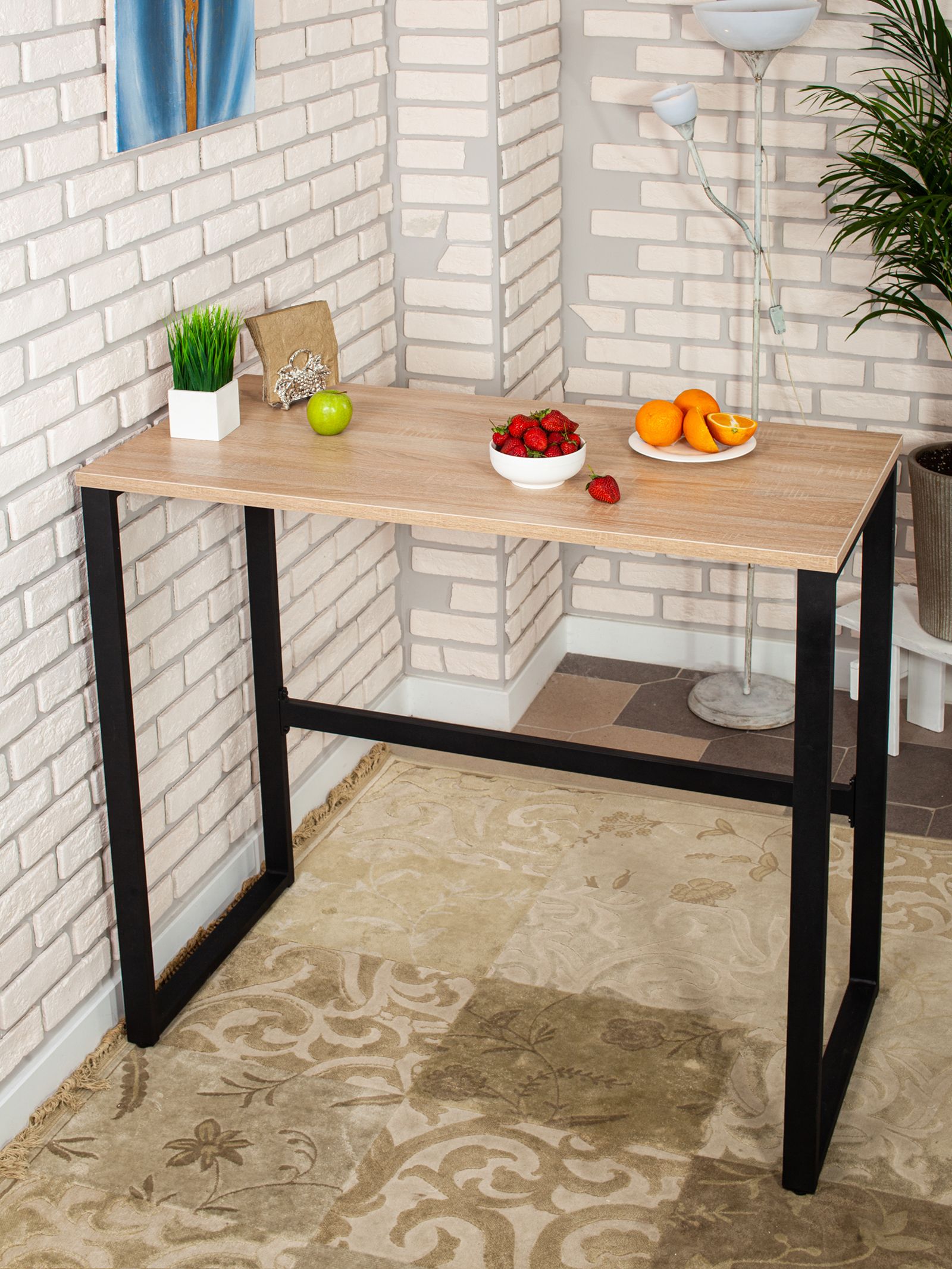 Стол барный LoftPubKitchen, размер 90х60х110 см, цвет дуб сонома, цвет ножек черный