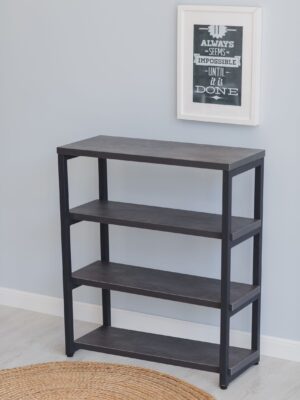 Стеллаж-тумба Loft Rack Line 50х30х80см 4 полки ателье темный,черный каркас