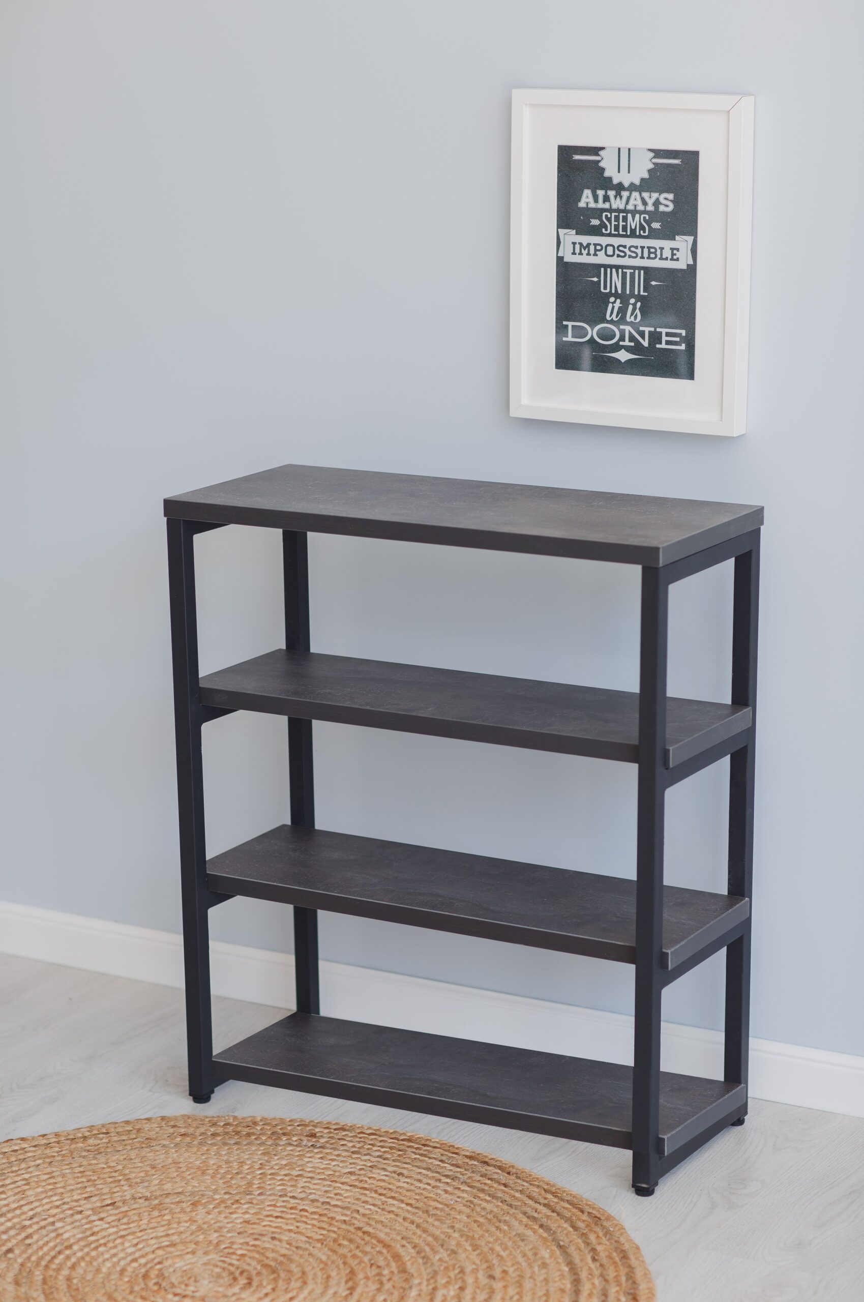 Стеллаж-тумба Loft Rack Line 50х30х80см 4 полки ателье темный,черный каркас