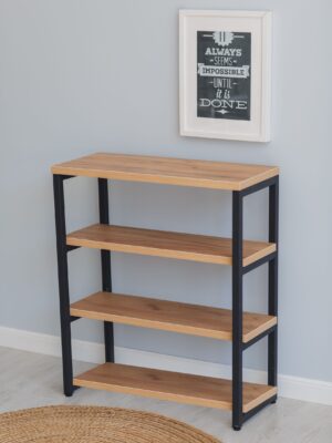 Стеллаж-тумба Loft Rack Line 50х30х80см 4 полки дуб золотой,черный каркас