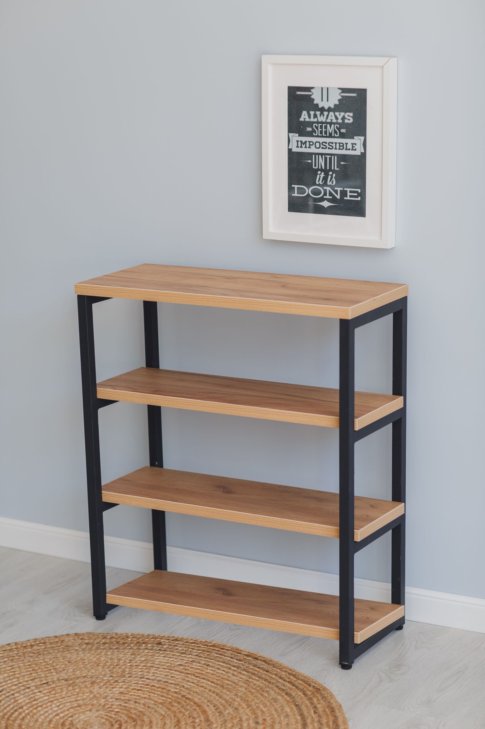 Стеллаж-тумба Loft Rack Line 50х30х80см 4 полки дуб золотой,черный каркас