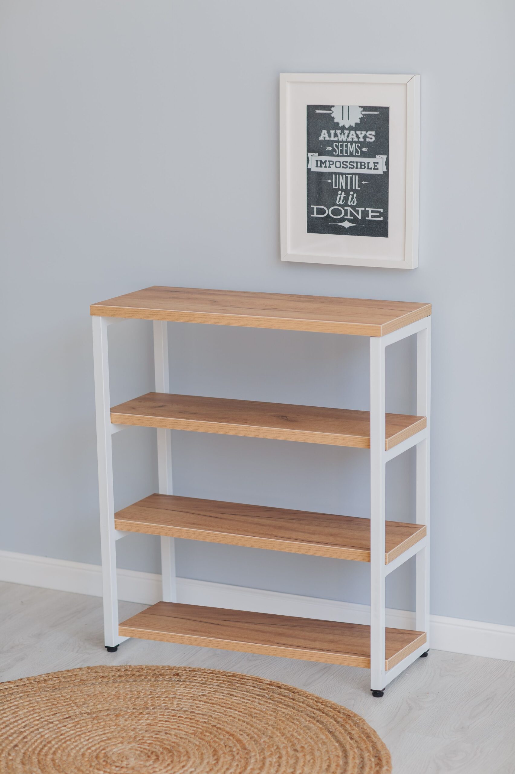 Стеллаж-тумба Loft Rack Line 50х30х80см 4 полки дуб золотой, каркас белый