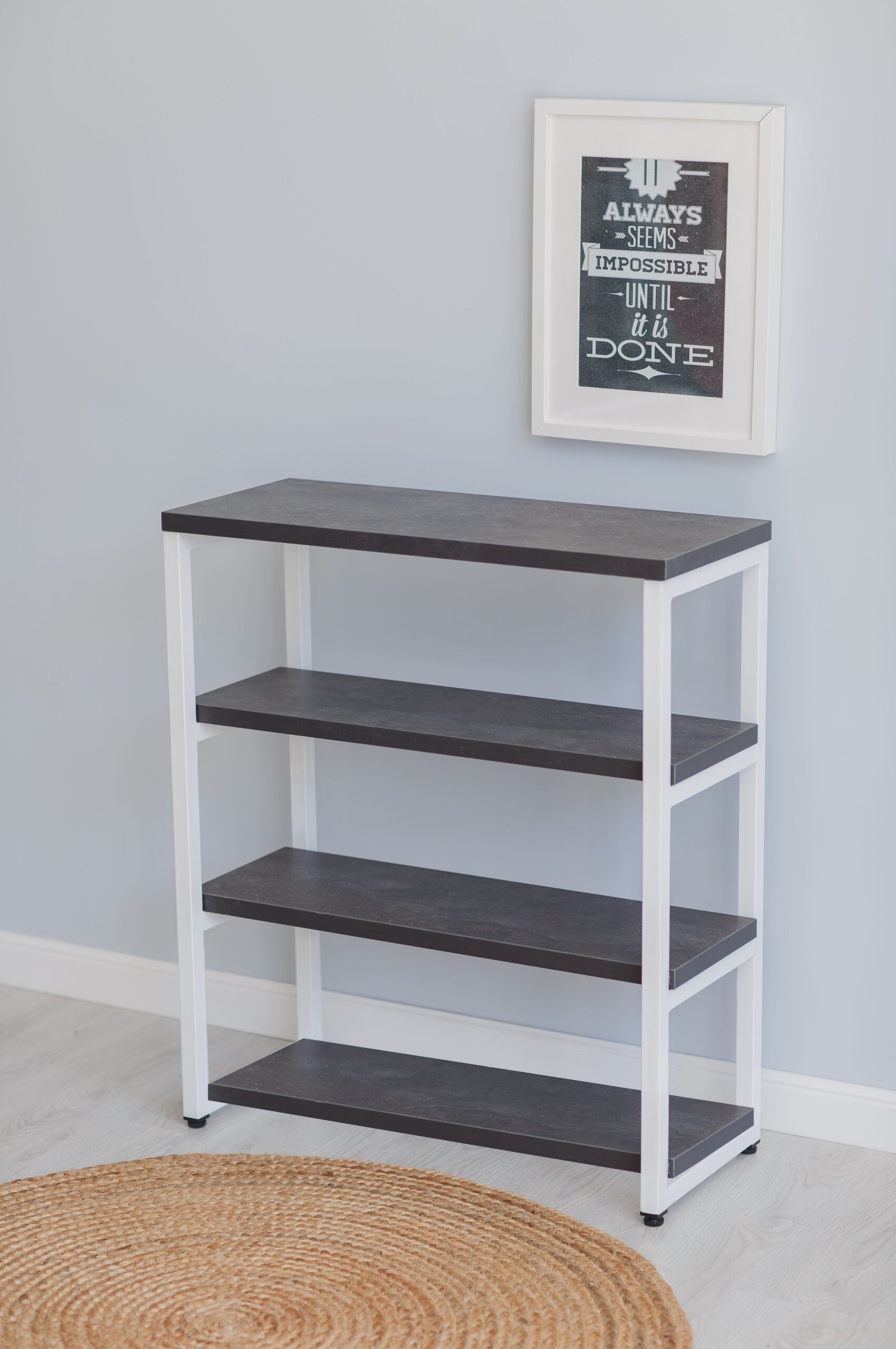 Стеллаж-тумба Loft Rack Line 50х30х80см 4 полки ателье темный, каркас белый