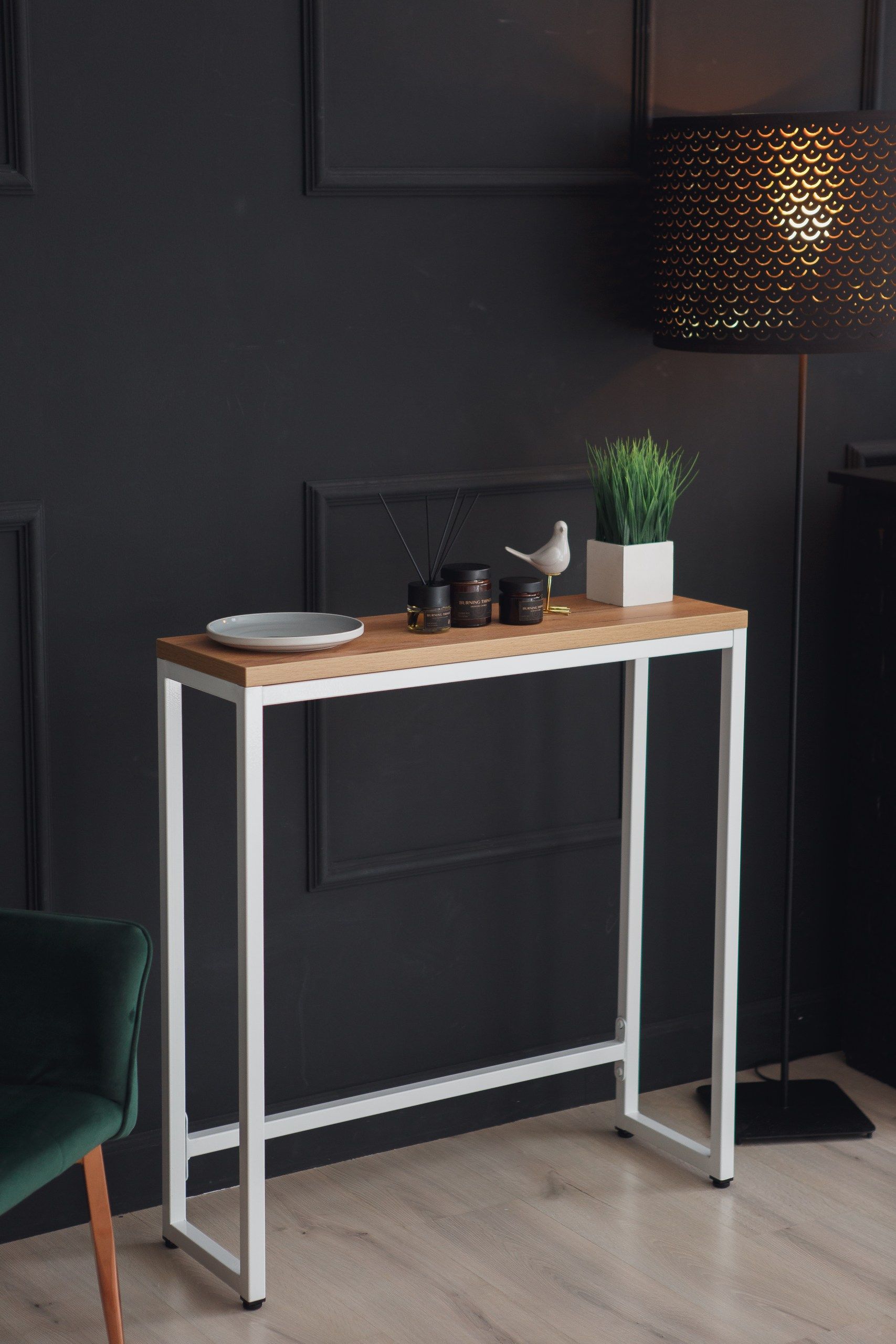 Консоль-тумба LobbyLoft 85х80х25см цвет дуб золотой, каркас белый