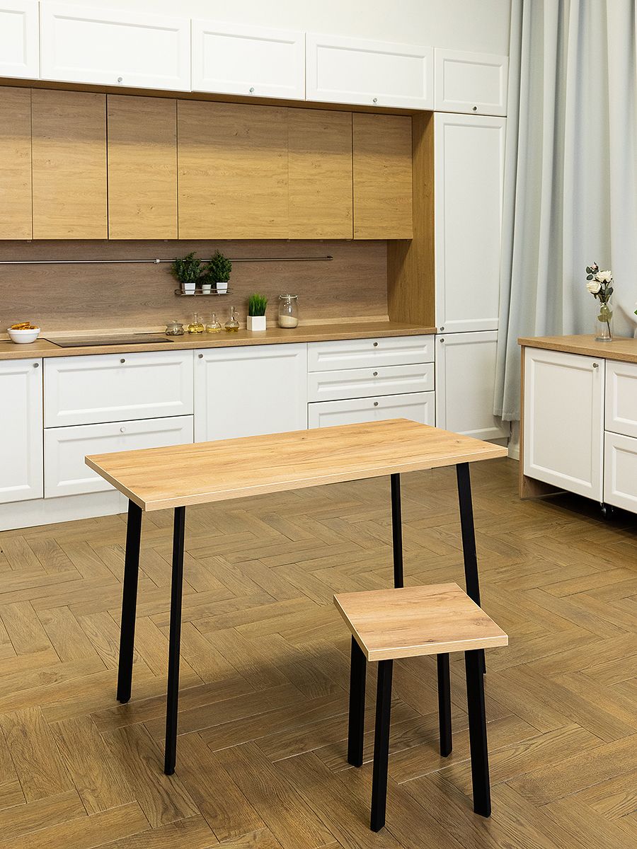 Стол обеденный кухонный Simple Table 90х55см цвет дуб золотой, ножки черные