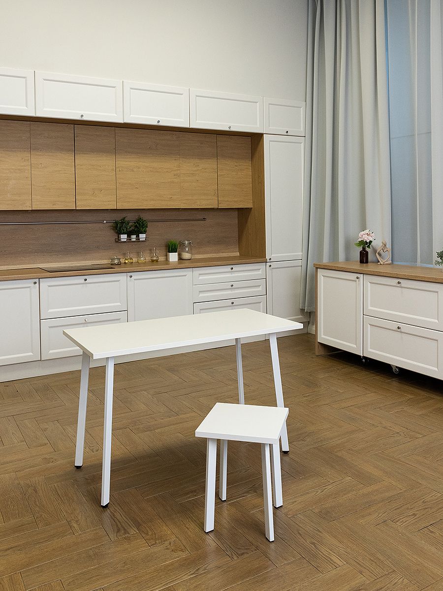 Стол обеденный кухонный Simple Table 90х55см цвет белый, ножки белые