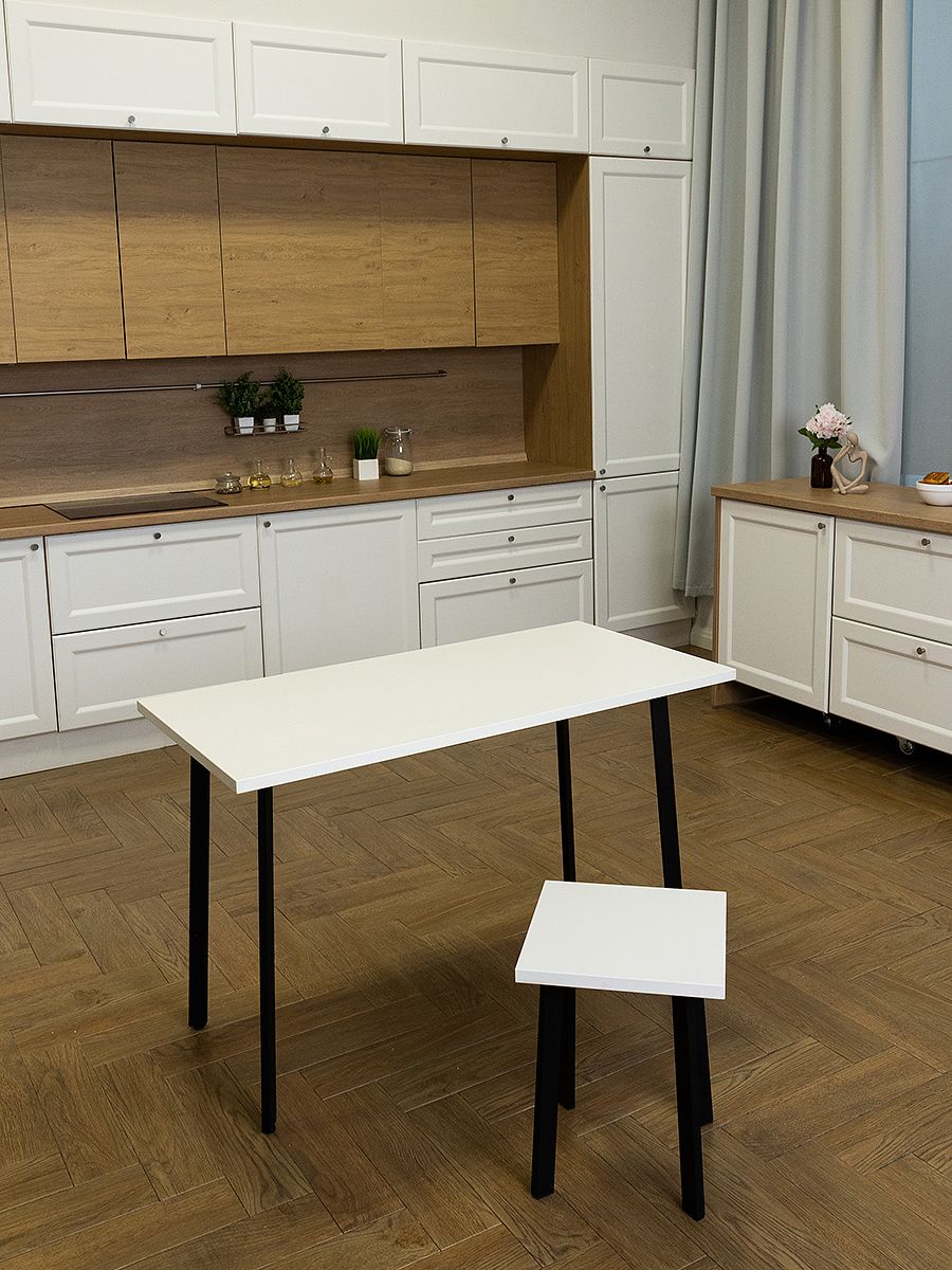 Стол обеденный кухонный Simple Table 110х55см цвет белый, ножки черные