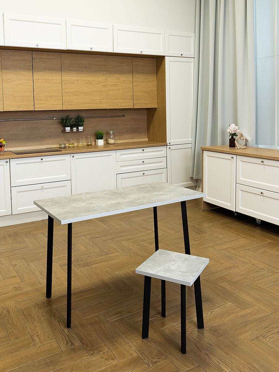Стол обеденный Delight Dining, размер 90х60х75 см, цвет ателье светлый, цвет ножек черный