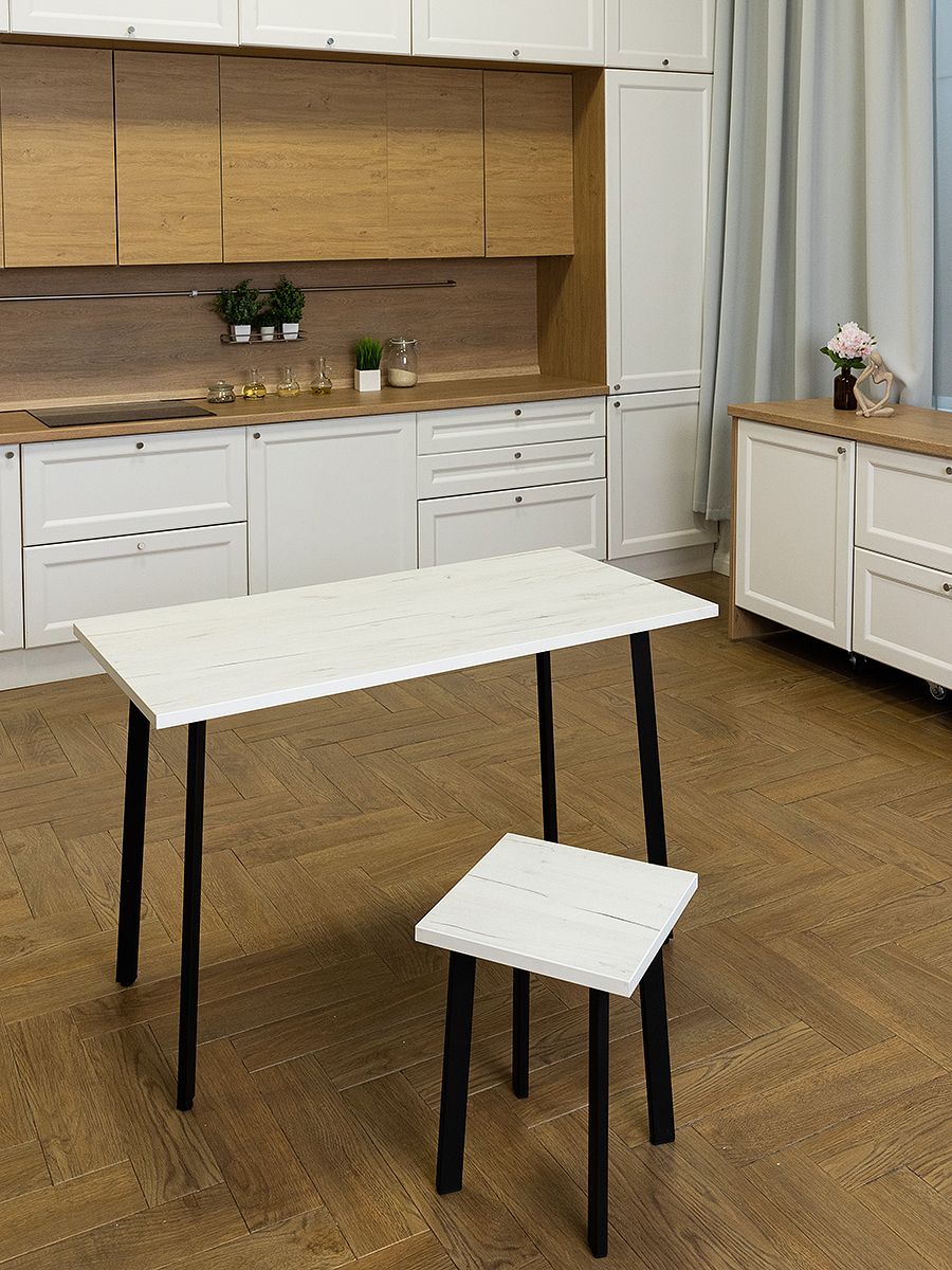 Стол обеденный Delight Dining, размер 120х60х75 см, цвет дуб белый крафт, цвет ножек черный