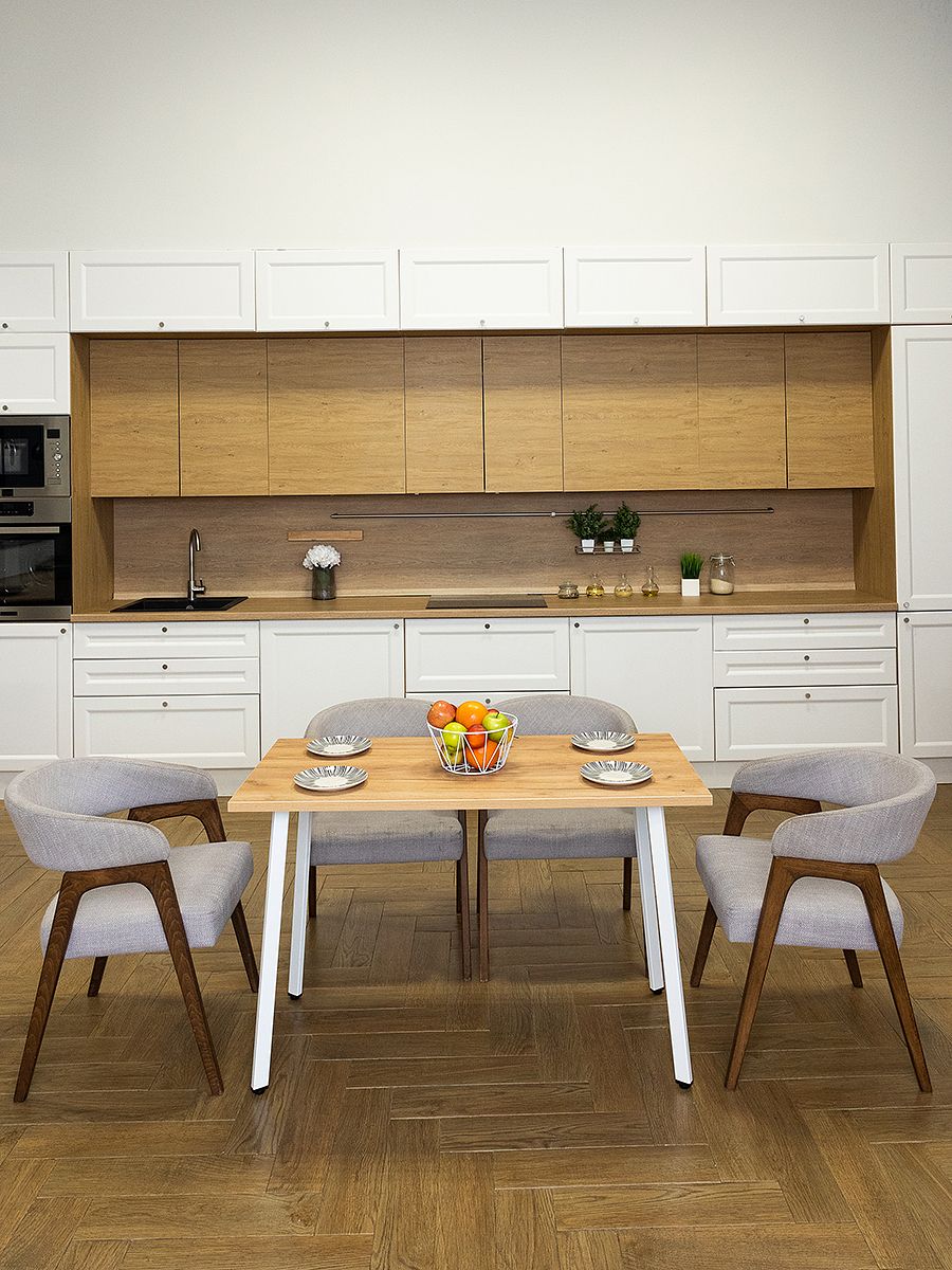 Стол обеденный кухонный Simple Table 90х55см цвет дуб золотой, ножки белые