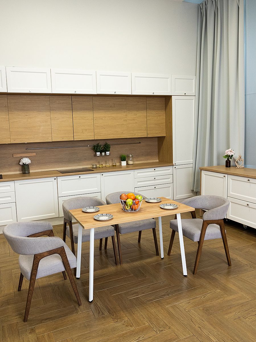 Стол обеденный кухонный Simple Table 110х55см цвет дуб золотой, ножки белые