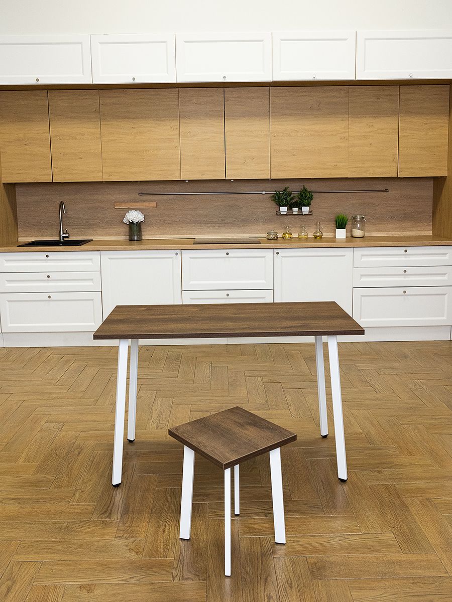 Стол обеденный Delight Dining, размер 120х70х75 см, цвет дуб бронзовый, цвет ножек белый