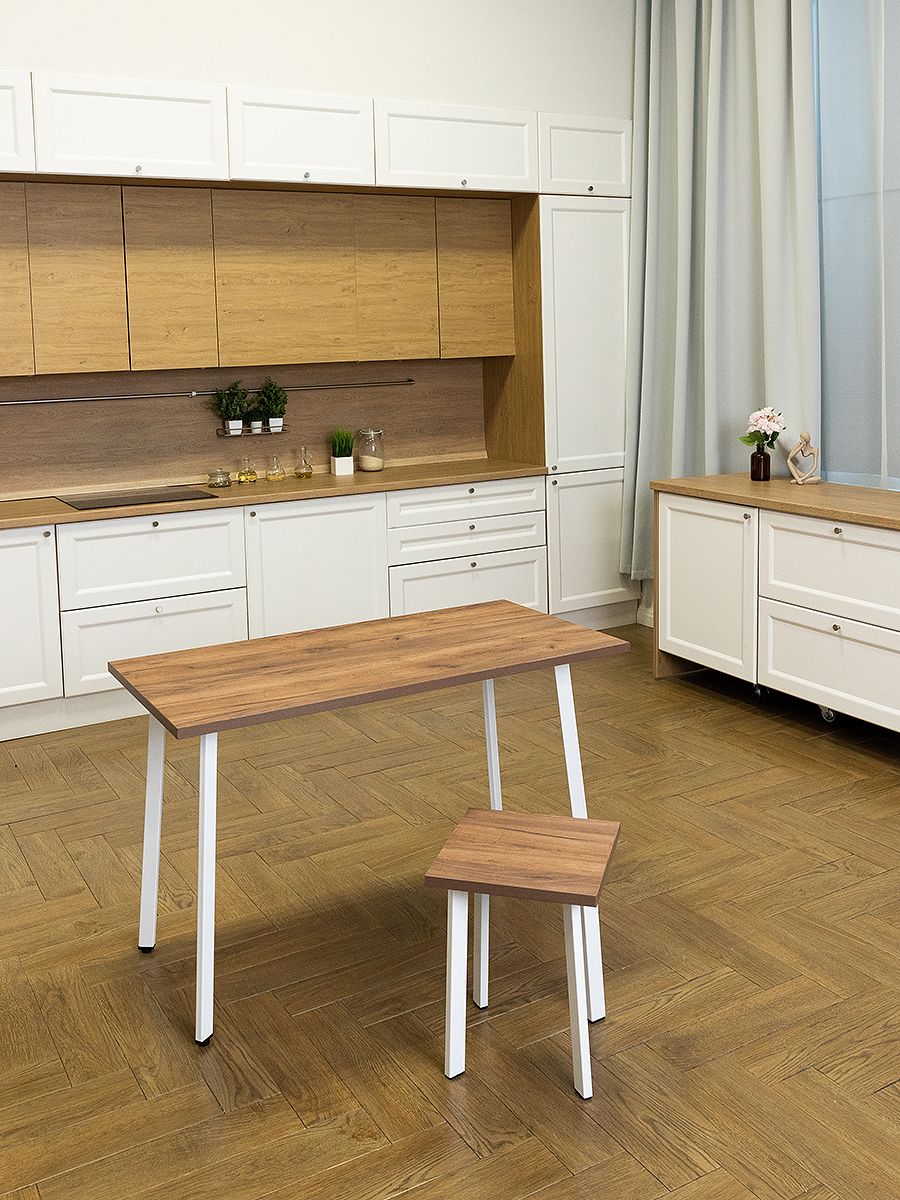 Стол письменный компьютерный офисный Simple Table 110х55см цвет дуб табачный, ножки белые
