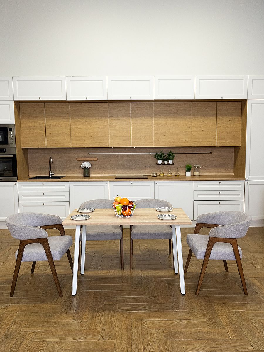 Стол обеденный Delight Dining, размер 140х70х75 см, цвет дуб сонома, цвет ножек белый