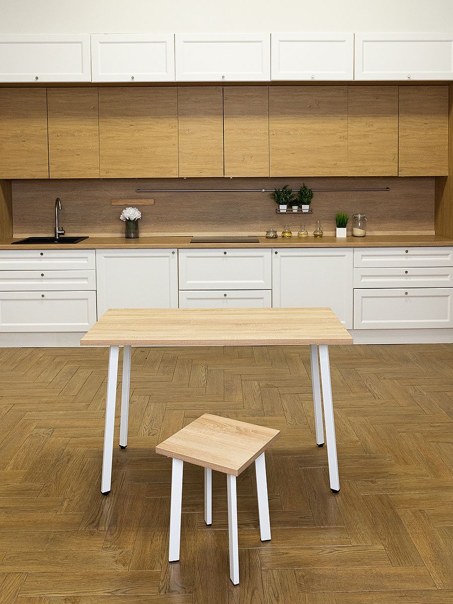 Стол обеденный Delight Dining, размер 120х70х75 см, цвет дуб сонома, цвет ножек белый