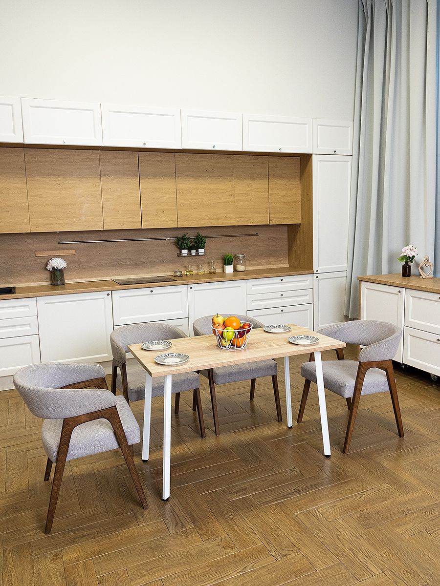 Стол обеденный Delight Dining, размер 120х70х75 см, цвет дуб сонома, цвет ножек белый