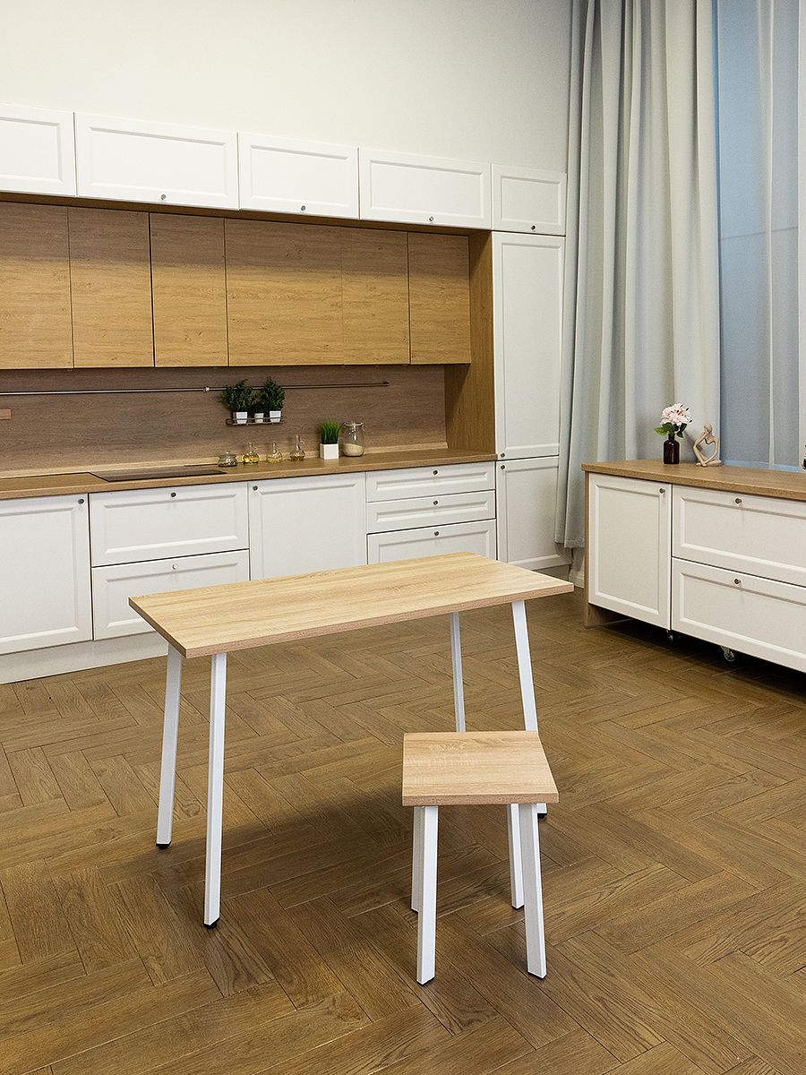 Стол обеденный Delight Dining, размер 120х60х75 см, цвет дуб сонома, цвет ножек белый