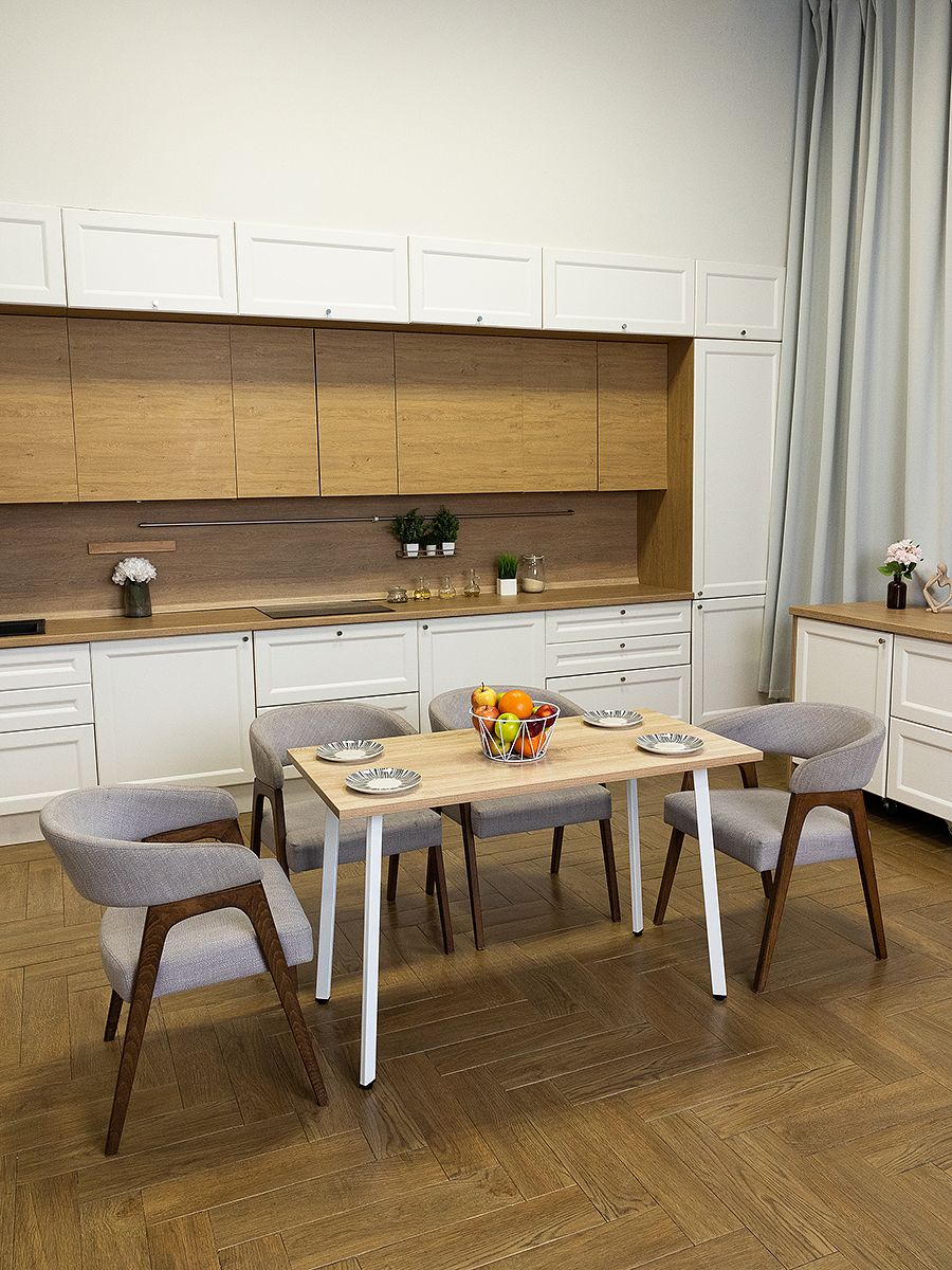 Стол обеденный Delight Dining, размер 120х60х75 см, цвет дуб сонома, цвет ножек белый
