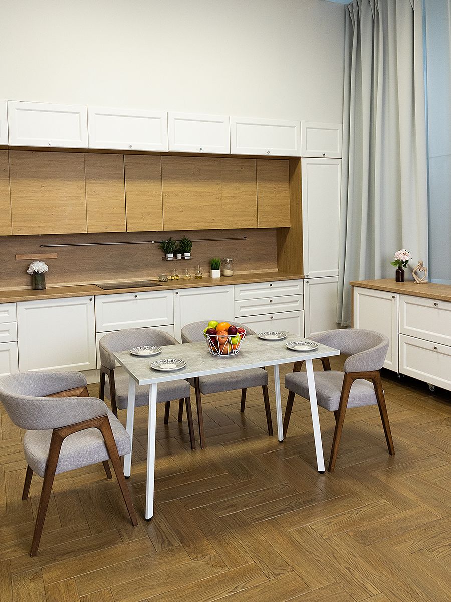 Стол обеденный Delight Dining, размер 120х70х75 см, цвет ателье светлый, цвет ножек белый