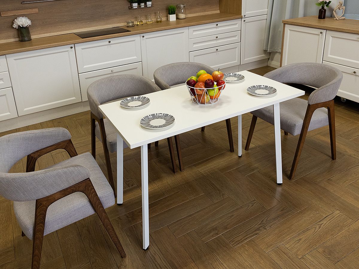Стол обеденный кухонный Simple Table 90х55см цвет белый, ножки белые