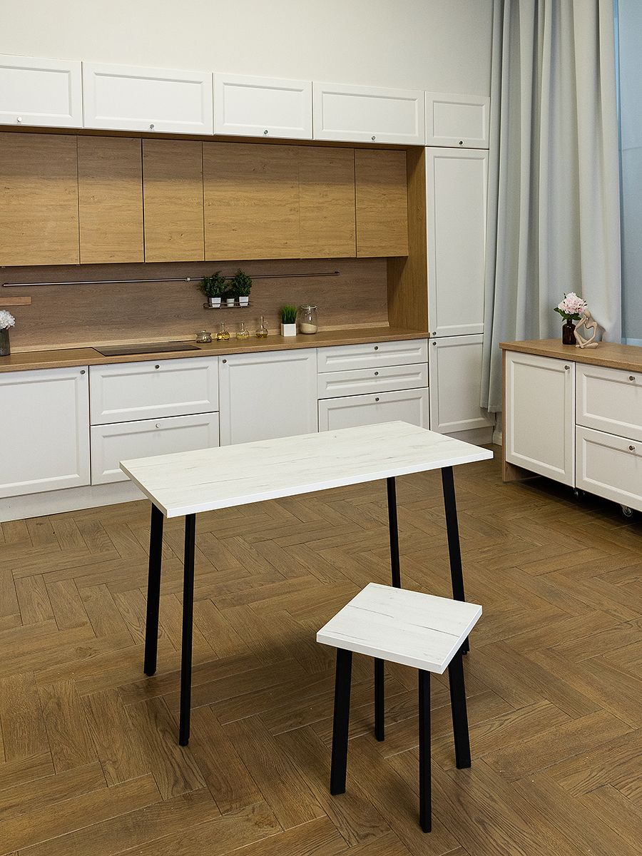 Стол обеденный Delight Dining, размер 120х70х75 см, цвет дуб белый крафт, цвет ножек черный