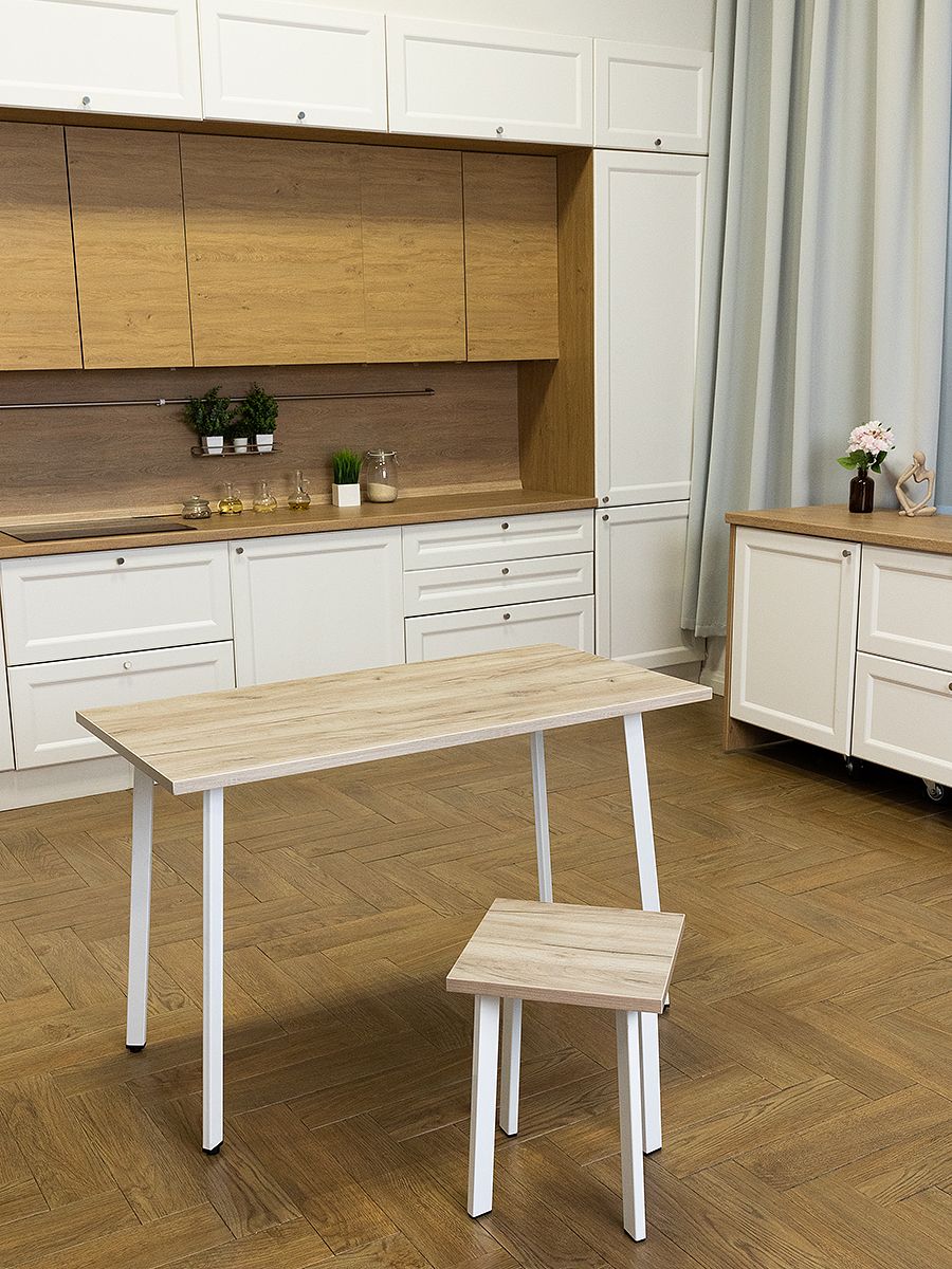 Стол обеденный Delight Dining, размер 120х70х75 см, цвет дуб серый крафт, цвет ножек белый