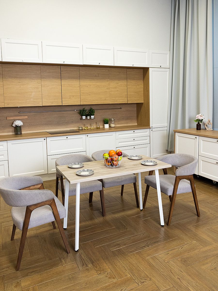 Стол обеденный Delight Dining, размер 120х70х75 см, цвет дуб серый крафт, цвет ножек белый