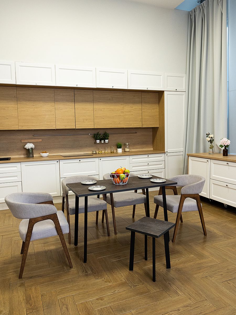 Стол обеденный Delight Dining, размер 140х70х75 см, цвет ателье темный, цвет ножек черный