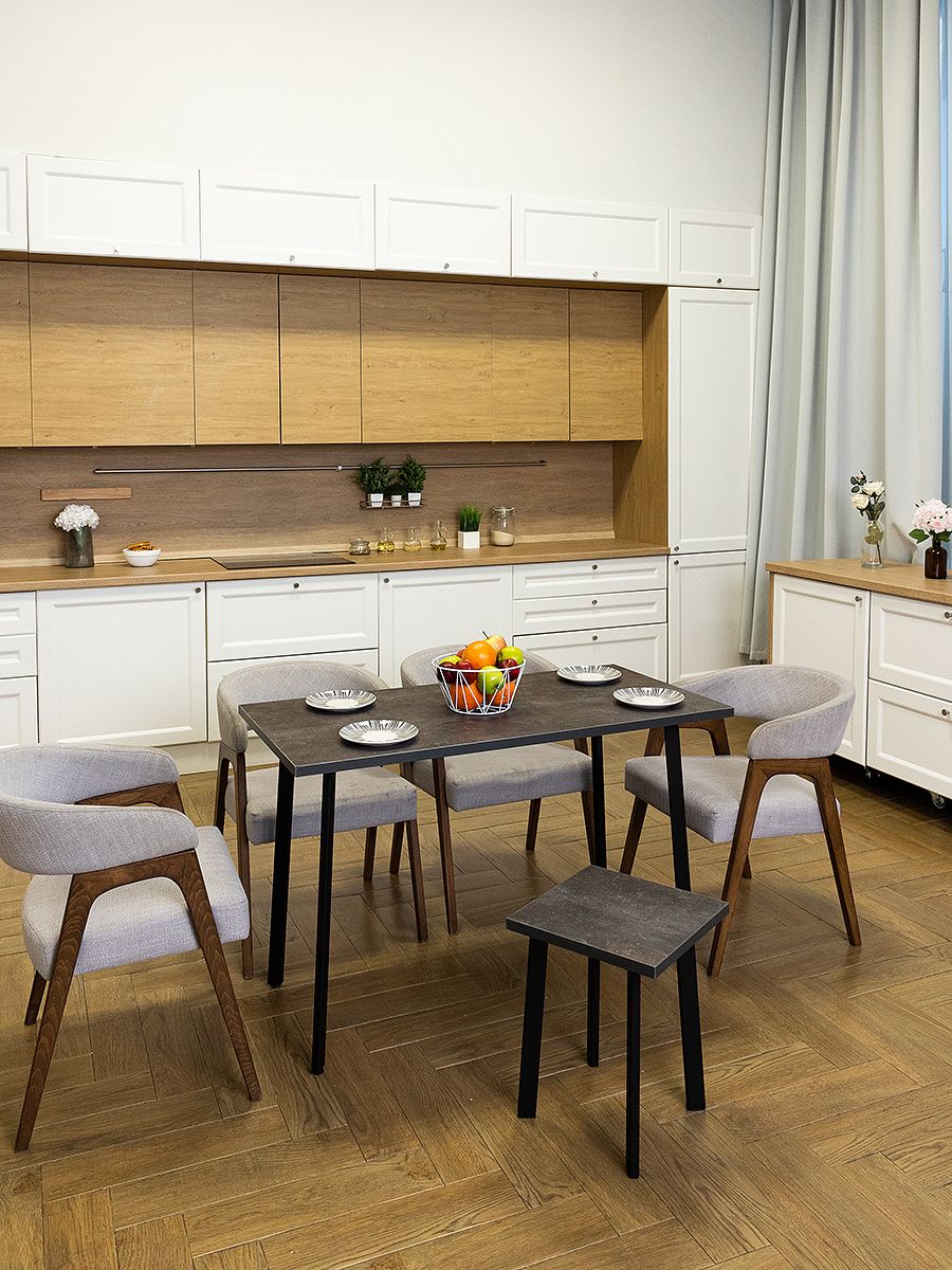 Стол обеденный Delight Dining, размер 120х60х75 см, цвет ателье темный, цвет ножек черный