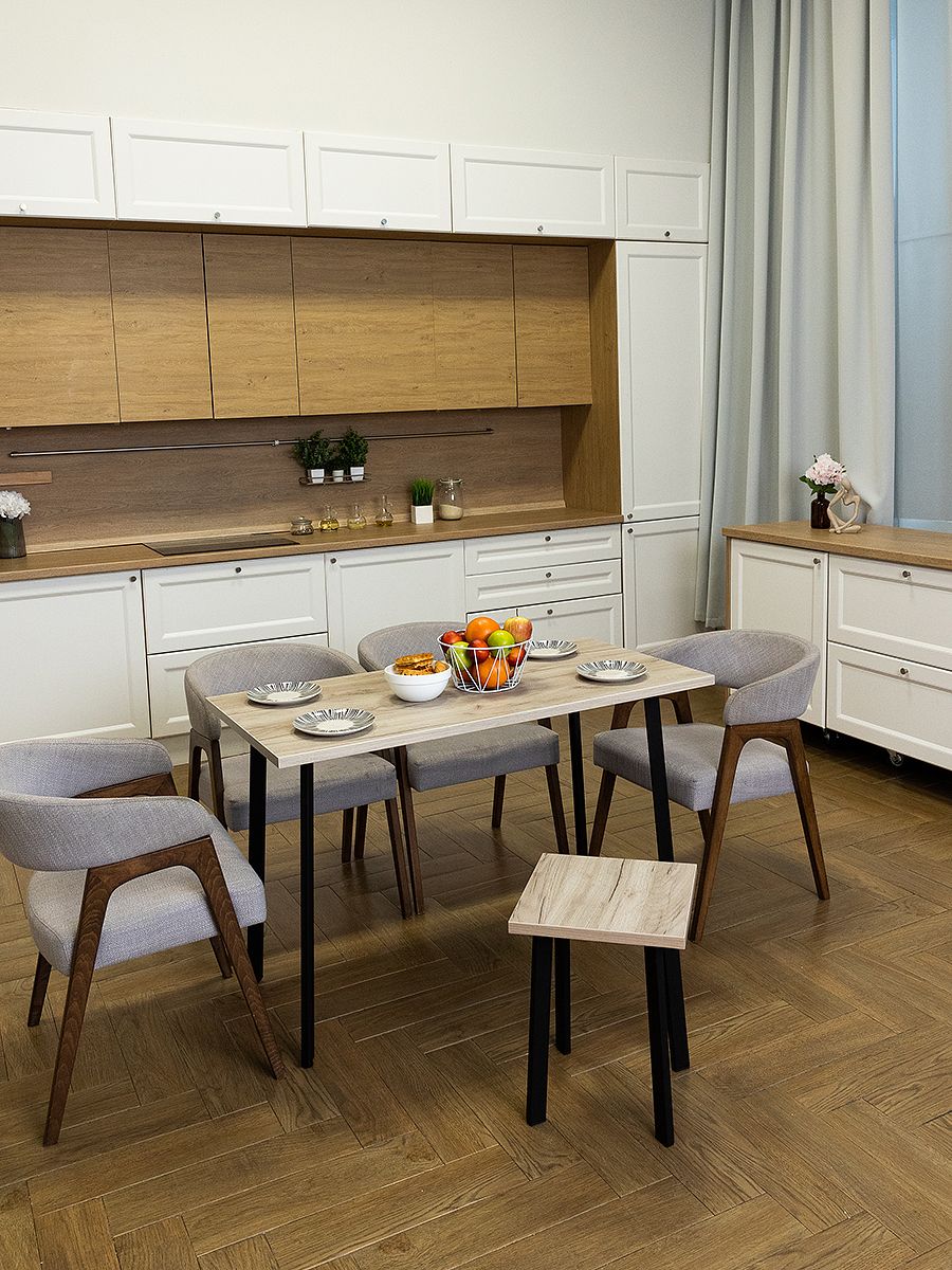 Стол обеденный Delight Dining, размер 120х60х75 см, цвет дуб серый крафт, цвет ножек черный