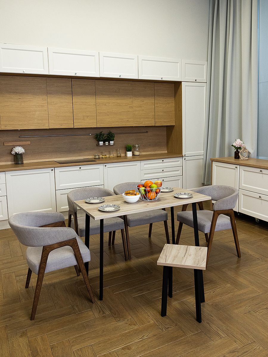Стол обеденный Delight Dining, размер 140х70х75 см, цвет дуб серый крафт, цвет ножек черный