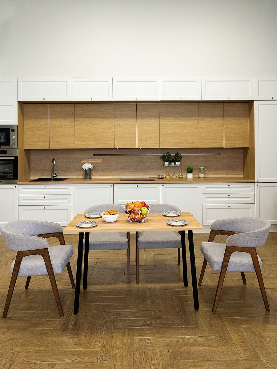 Стол обеденный кухонный Simple Table 90х55см цвет дуб золотой, ножки черные