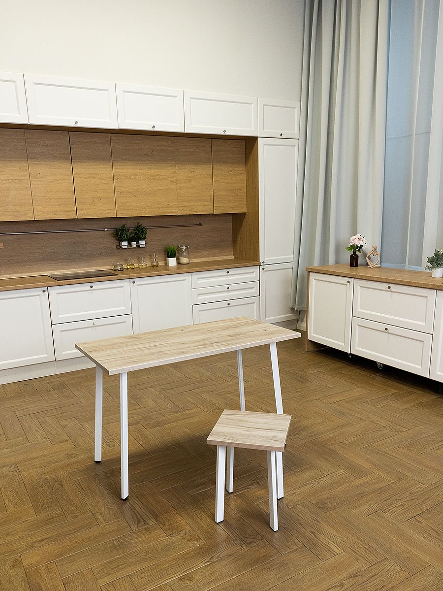 Стол обеденный Delight Dining, размер 140х70х75 см, цвет дуб серый крафт, цвет ножек белый