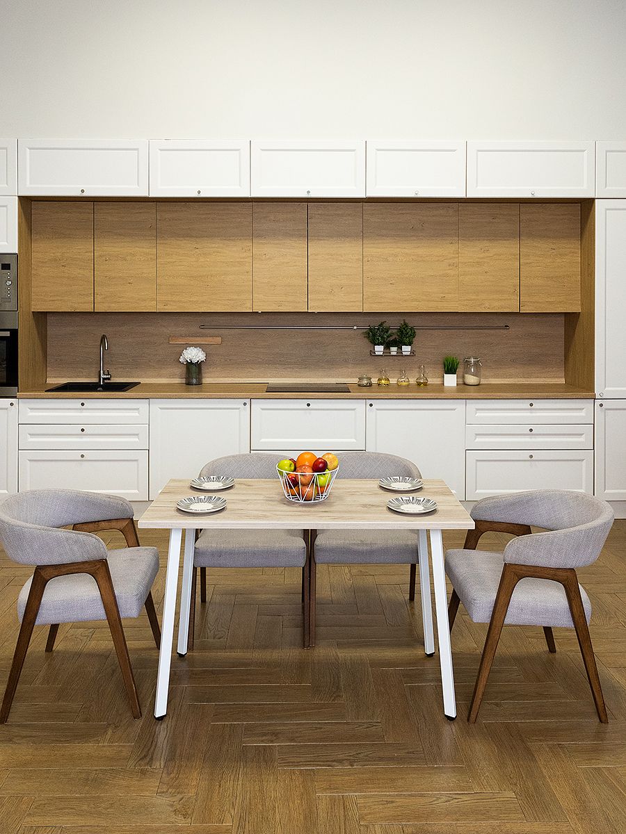Стол обеденный Delight Dining, размер 140х70х75 см, цвет дуб серый крафт, цвет ножек белый